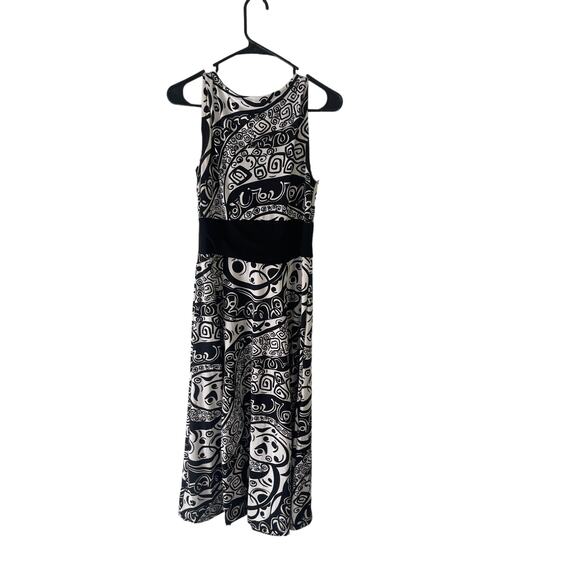 Kupcake Vintage Y2k Women's Size 8 Black White Tie Printed Midi‎ Dress - Picture 5 of 7